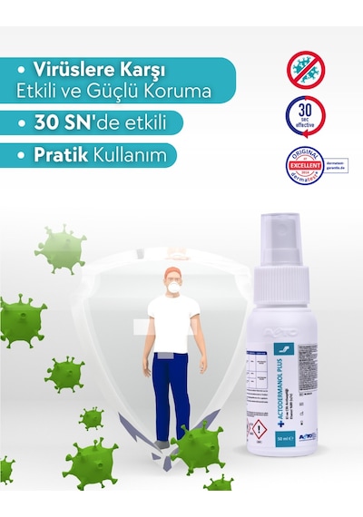 Acto Actodermanol Plus 50 Ml El Ve Cilt Antiseptiği %89 V/v Etano