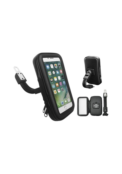Thentech Motorsiklet Bisiklet Atv İçin Gidona Sabitlenebilir Sağlam Su Geçirmez Dayanıklı Telefon Standı Siyah