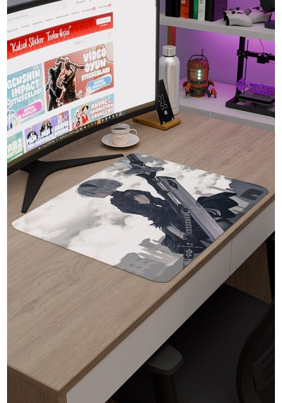 Nier: Automata Kaymaz Dikişli Kauçuk Oyuncu Mousepad V1 - 48x40 Xl Gaming Mouse Pad Fare Altlığı