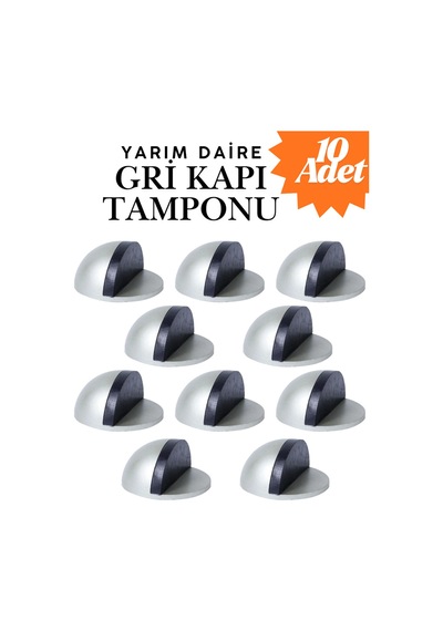10 Adet Gri Yarım Daire Yapışkanlı Kapı Tamponu Kapı Stoperi Metal Kapı Stopu Durdurucu