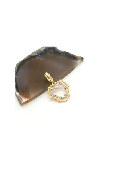 Ajda Charm Çelik Altın Kaplama Kadın Taşlı Kalp Model-chr-126 Gold
