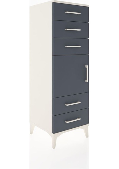 Hyperion Dolap Tek Raflı 5 Çekmeceli Tek Kapaklı 44x44x134 Aytaşı-antrasit Aytası