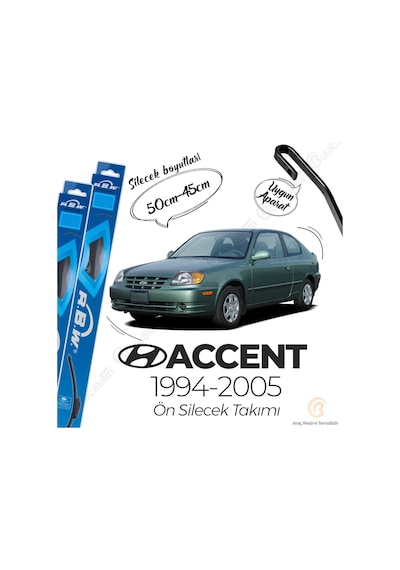 RBW Hyundai Accent 1994 - 2005 Ön Muz Silecek Takım