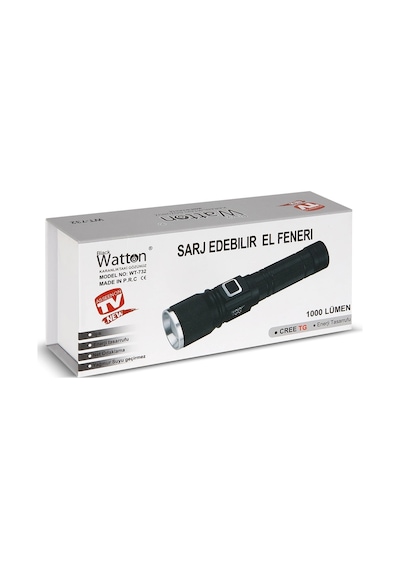 Cree Tg Led 1000 Lümen Göstergeli Fonksiyonel El Feneri Wt-732 Crchmgo Çok renkli