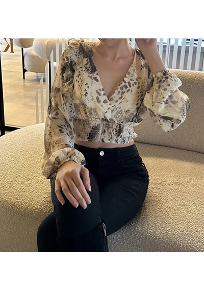 Desenli Bluz 24k23303 Lacivert