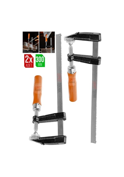 Premium Kalite 2 Adet 300mm F Tipi Ahşap Çelik Mobilyacı Mengene Kıskaç Işkencesi 2x300