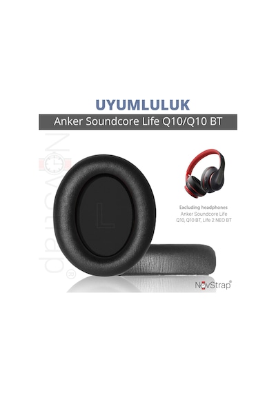 Novstrap Anker Soundcore Life Q10 Q10 Bt İle Uyumlu Kulaklık Pedi Süngeri Yastığı Siyah