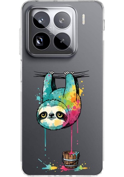 Xiaomi Mi 14 Pro İle Uyumlu Splash Tembel Hayvan Tasarımlı Şeffaf Silikon Kılıf Şeffaf