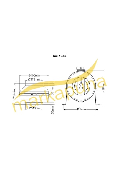 Bvn Bahçıvan Bdtx 315 A 31 Cm 1450 M³/H Yuvarlak Kanal Fanı