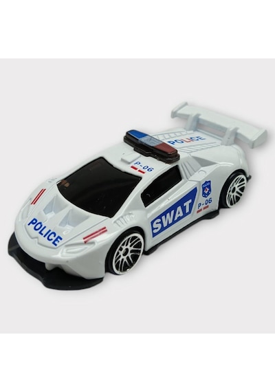 Metal Mini Polis Arabası 8 Cm - Polis - 3 Lisinya Beyaz