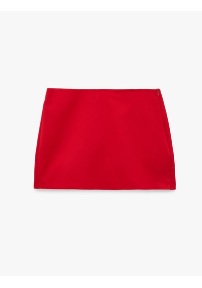 Koton Slim Fit Cepli Mini Şort Etek Kırmızı 7wak40027pw