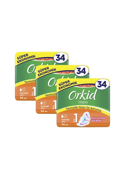 Orkid Maxi Normal 34'Lü X 3 Adet = 102 Adet Ped