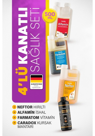 4'lü Kanatlı Set 500 Ml Caradox Kursak Mantarı Alfamin Neftor Hırıltı Farmatom Vitamin