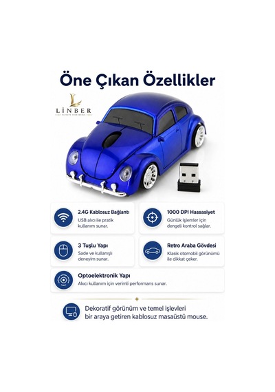 Klasik Mavi Beetle Vosvos Tasarımlı 2.4g Kablosuz Mouse Usb Alıcılı Kırmızı Araba Şeklinde Optik Mouse Çok Renkli Diğer Klasik Mavi Beetle Vosvos Tasarımlı 2.4g Kablosuz Mouse Usb Alıcılı Kırmızı Araba Şeklinde Optik Mouse Çok Renkli Diğer