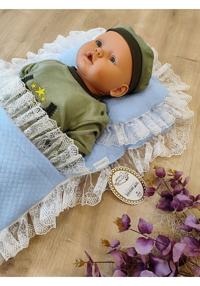 2'li Mavi Erkek Bebek Alt Açma Seti Yastıklı Datelli Mevlütlük Hediyelik Yenidoğan Hastane Çıkışı