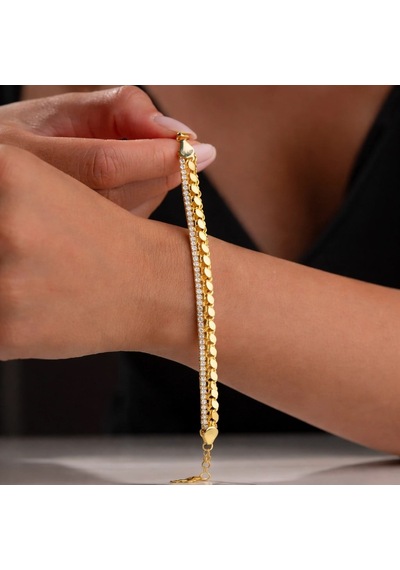Gümüş Gold Pullu Su Yolu Kadın Bileklik Çok Renkli
