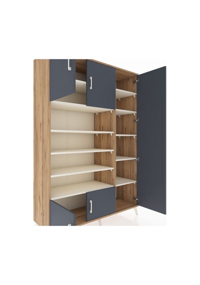 Hyperion Dolap 11 Raflı 5 Kapaklı 132x44x195 Çam-antrasit/aytaşı Çam Hyperion Dolap 11 Raflı 5 Kapaklı 132x44x195 Çam-antrasit/aytaşı Çam