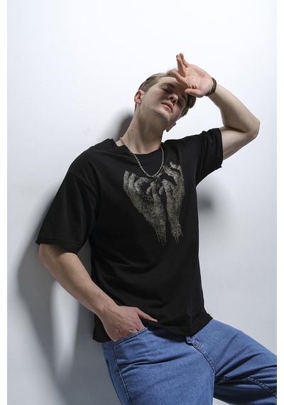Joao Baskı Detaylı Unisex Bisiklet Yaka Oversize Tshirt