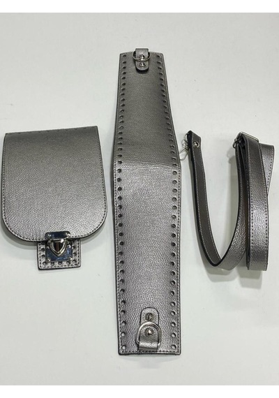 Karantuhafiye Makaron Çanta Örgü Seti / 3 Parça Silver Silver Çok Renkli