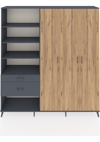 Hyperion Dolap 16 Raflı 2 Çekmeceli 3 Kapaklı 220x44x243 Antrasit-çam/antrasit Atlas Çam/antrasıt Hyperion Dolap 16 Raflı 2 Çekmeceli 3 Kapaklı 220x44x243 Antrasit-çam/antrasit Atlas Çam/antrasıt