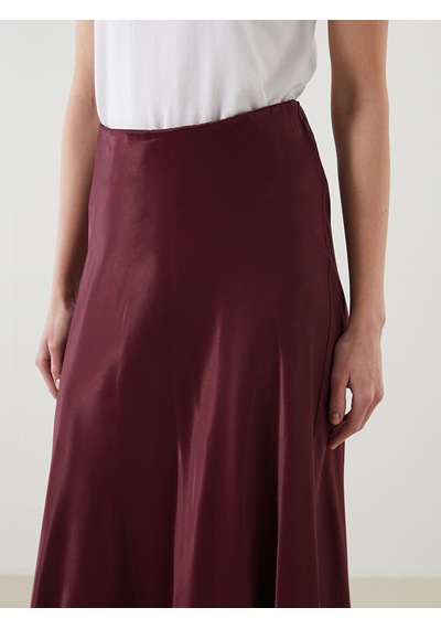 Lcwaıkıkı Classic Bordo Beli Lastikli Saten Etek