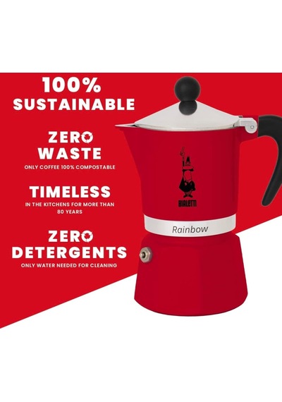 Bialetti - Rainbow: 3 Cups Ocak Üstü Espresso Pişirici - 130ml -