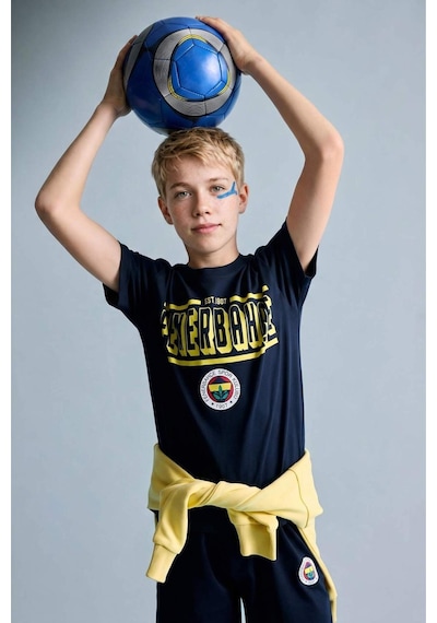 Defacto Fenerbahçe Kısa Kollu Pijama Üst Şort Pijama Alt 2li Pijama Takımı Erkek Çocuk H7578a826hsın42 İndigo-ın42