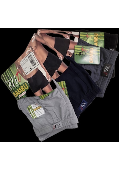 Tutku Elit 1254 Erkek Elastan Bambu Boxer 6 Adet Çok Renkli