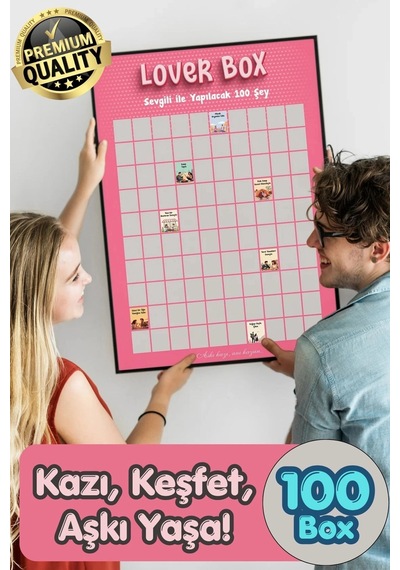 Poster Çiftlere Özel Anı Listesi Romantik Eğlenceli Sevgiliyle Yapılacak 100 Şey Kazı Kazan Posteri