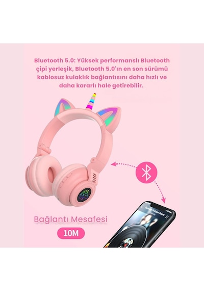 Polham Unicorn 94DB Kulak Pedli Bluetooth 5.3 Kulak Üstü Çocuk Kulaklığı