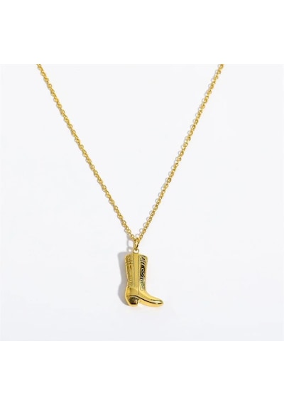 Vintage Western Kovboy Çizme Kolye Gold