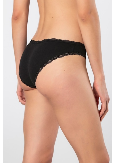Türen Kadın Likralı Ribana Dantelli Bikini Külot 2'li Paket 928/siyah Siyah