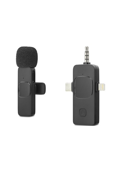 Kablosuz Yaka Mikrofonu Type-c Lightning 3.5 Mm Siyah Hdx2781
