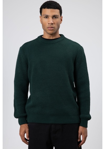 Vamos Bisiklet Yaka Oversize Triko Kazak V60-10 Nefti