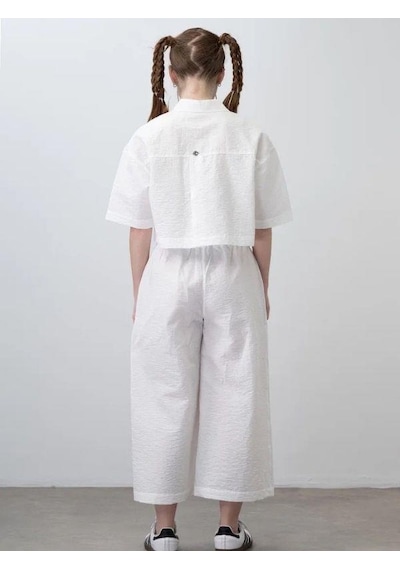 Zekids Kız Çocuk Crop Gömlek Poplin Pantolon Takım-15793 Beyaz