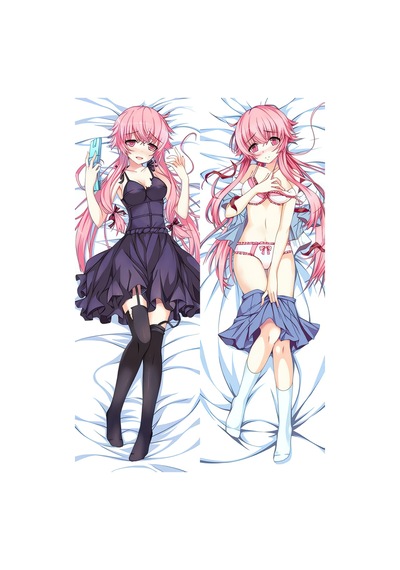 Yuno Gasai Desenli Çift Yön Baskılı Sarılma Yastığı Kılıfı Çok Renkli