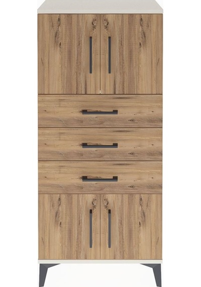 Arges Dolap Tek Raflı 3 Çekmeceli 4 Kapaklı 60x30x134 Aytaşı-çam Aytaşı