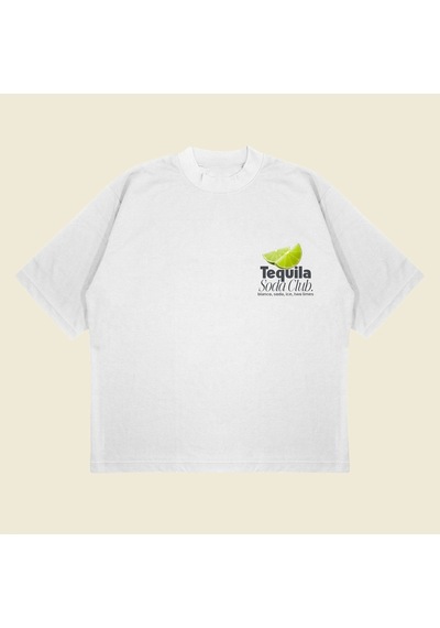 Startmore Tequila Soda Baskılı Oversize Unisex Pamuklu Nefes Alan Kalın Kumaşlı Beyaz