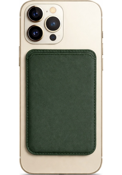 Lunex Premium Süet Magsafe Kartlık Forest Green Apple Uyumlu iPhone 13 Mini Forest Green