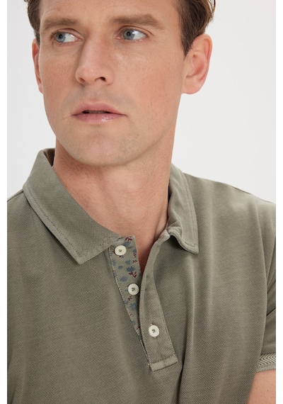 AC&Co / Altınyıldız Classics Erkek Hakı Slim Fit Dar Kesim %100 Pamuk Polo Yaka Tişört Haki