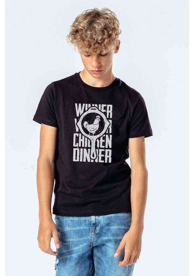 Tshirthane Pubg Pubg Winner Tava Tavuk Baskılı Unisex Çocuk Siyah Tshirt