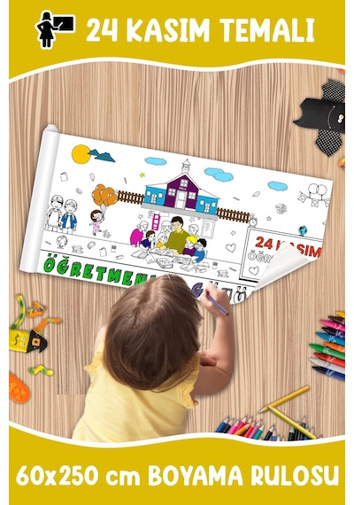 Melolisa 24 Kasım Temalı Dev Boyama Rulosu 60x250 Cm