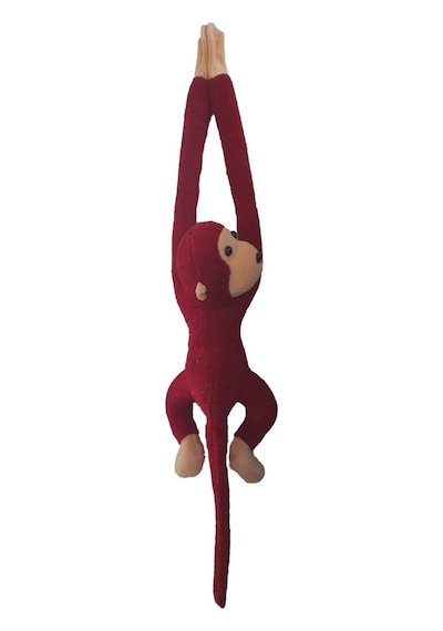 Sevimli Peluş Maymun Oyuncak, Elleri Yapışabilen 70 Cm Kırmızı