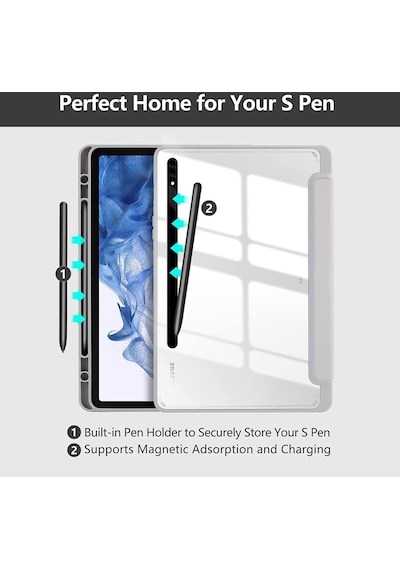 Samsung Galaxy Uyumlu Tab S9 Fe Plus / S9 Plus 12.4" Kılıf Grafiti Şeffaf Kalem Bölmeli X810 X610 X816 X616 X818
