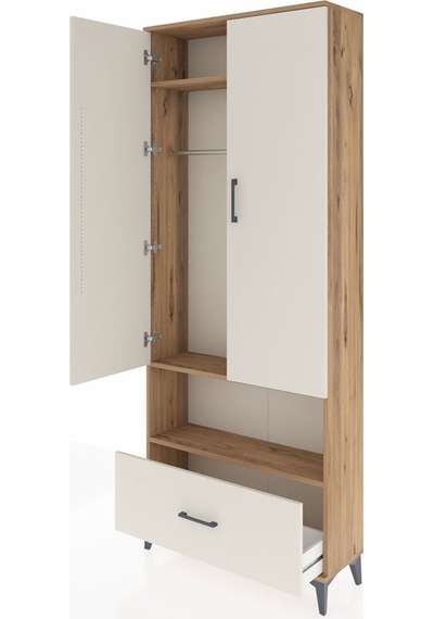 Arges Dolap 3 Raflı Tek Çekmeceli Tek Askılı 88x30x221 Çam-aytaşı Atlas Çam