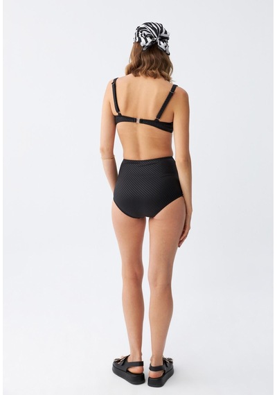 Akbeniz Kadın Siyah Pedli Yüksek Bel Bikini Takımı