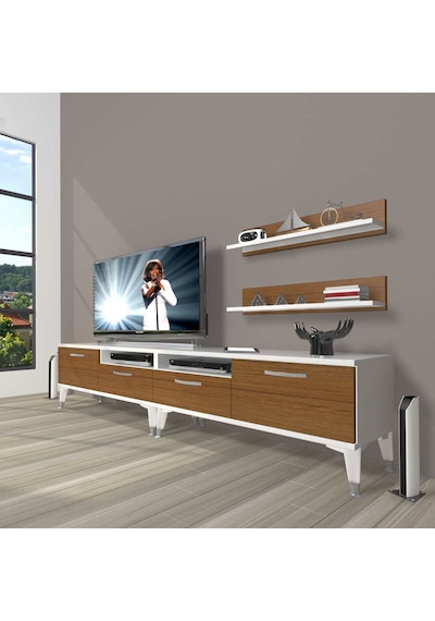 Decoraktiv Eko 220r Mdf Silver Tv Ünitesi Tv Sehpası Beyaz - Siyah