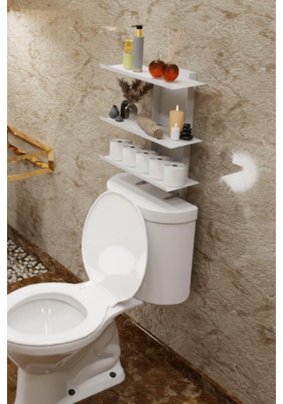 Risingmaber Beyaz Klozet Üstü Raf, Organizer Tuvalet Kağıtlık Ve Wc Tuvalet Banyo Düzenleyici Mt116b Diğer