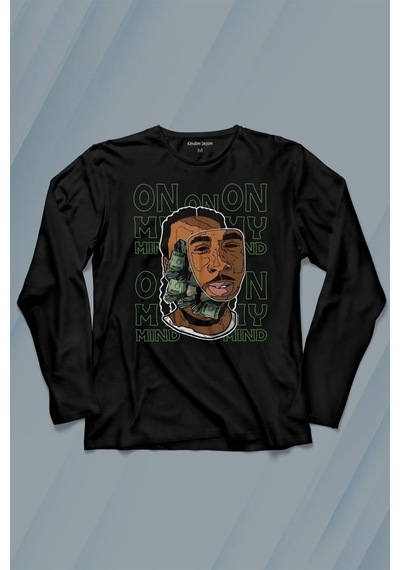 Money Aklımda On My Mid Uzun Kollu Tişört Baskılı T-shirt 001