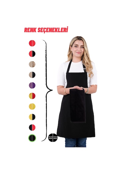 Star Ayar Askılı Havlulu Mutfak Önlüğü Seti Havlulu Önlük Siyah-siyah